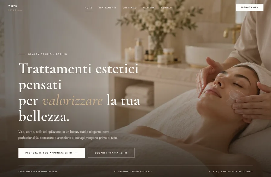 Anteprima desktop del sito Aura Estetica