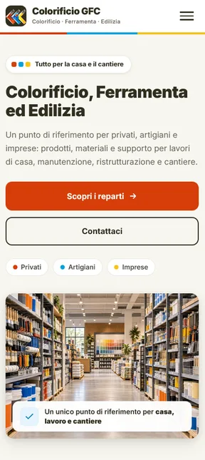 Presentazione mobile del sito Colorificio GFC