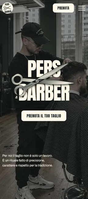 Presentazione mobile del sito Pers Barber