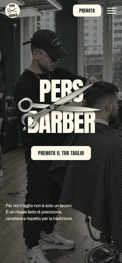Presentazione mobile del sito Pers Barber