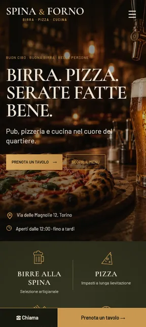Presentazione mobile del sito Spina & Forno