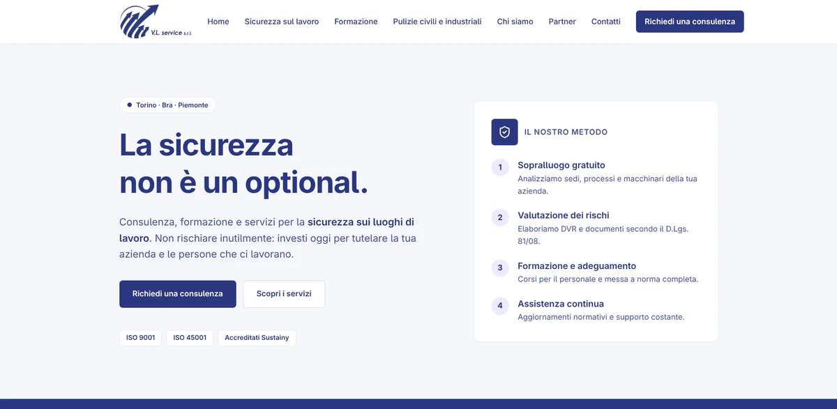 Anteprima desktop del sito VL Service Srl