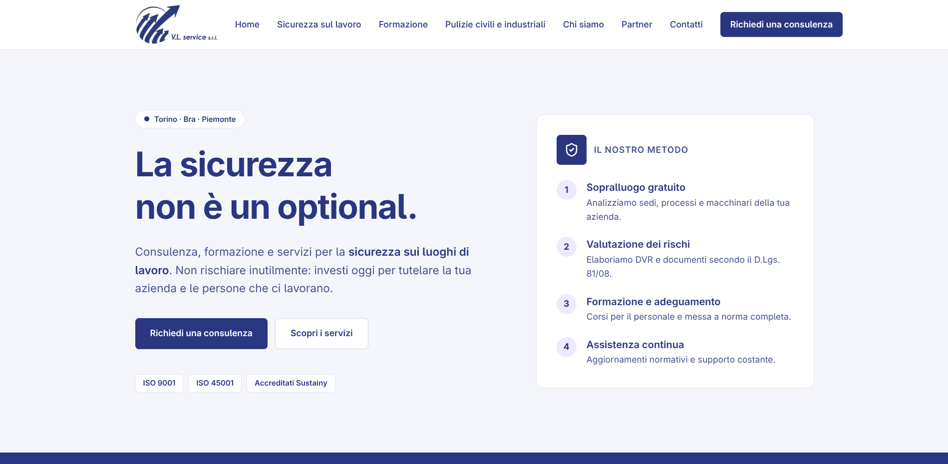Anteprima desktop del sito VL Service Srl